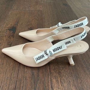 Dior J’adior nude patent leather slingback, low heel, size 8 US (38 UK)